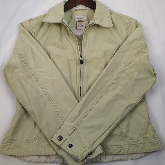 Vintage L.L. Bean Women's Light Green Denim Jacket Zipped Pockets, Small - Picture 5 of 10